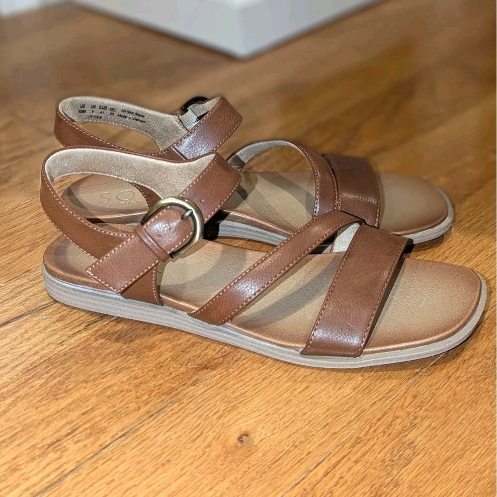 Comfort Minimalist SOUL Naturalizer Jayvee Brown Wedge Sandals Womens 10 M Nwob